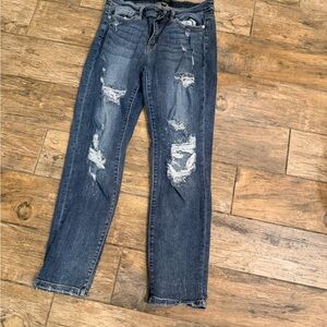 Judy Blue Dark Distressed Skinny Jeans